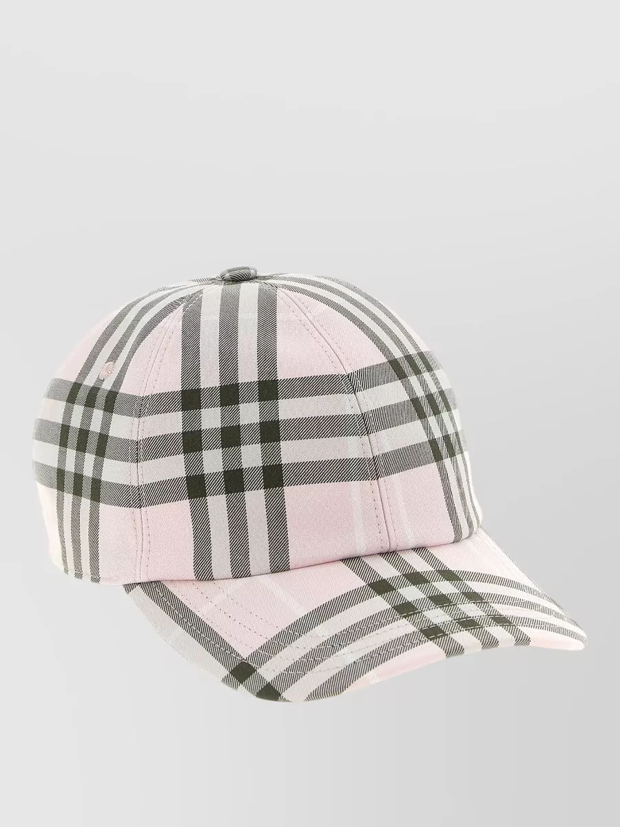 Burberry Check Pattern Cap Featuring Curved Brim In Pink
