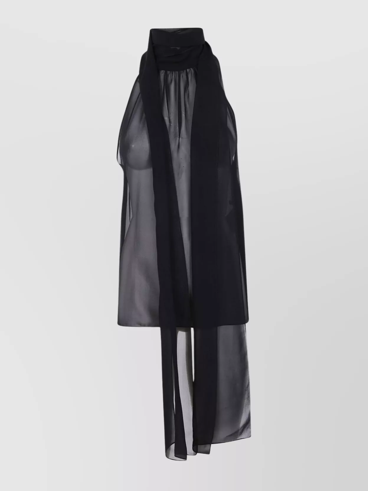 Tom Ford Halterneck sheer scarf detail sleeveless top | The