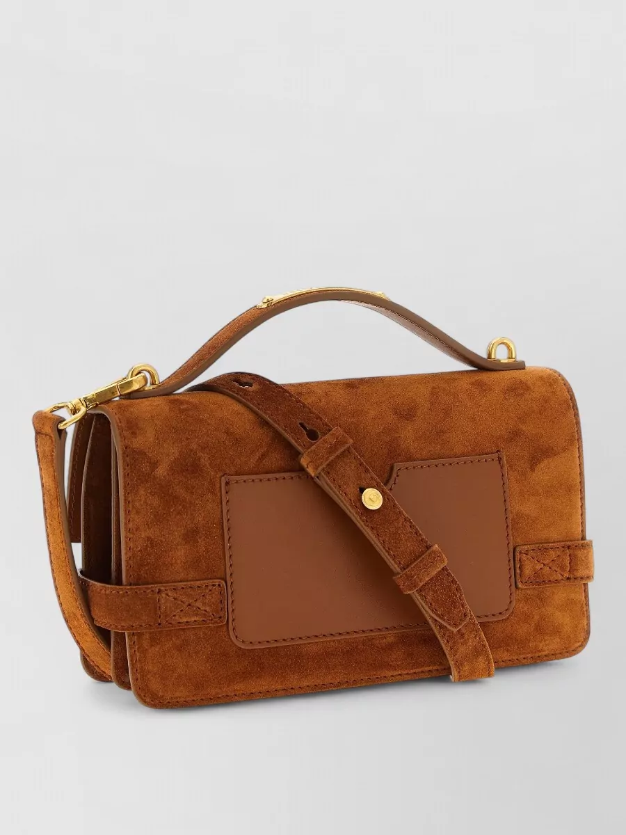 Balmain B-Buzz 24 Suede Cross-Body Bag