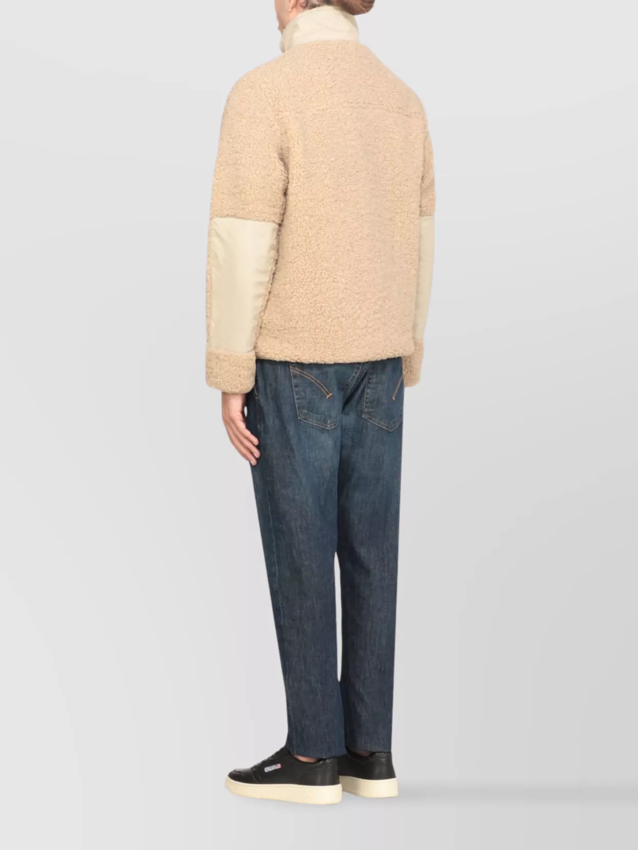 Autry Short Teddy Jacket High Neck In Neutral