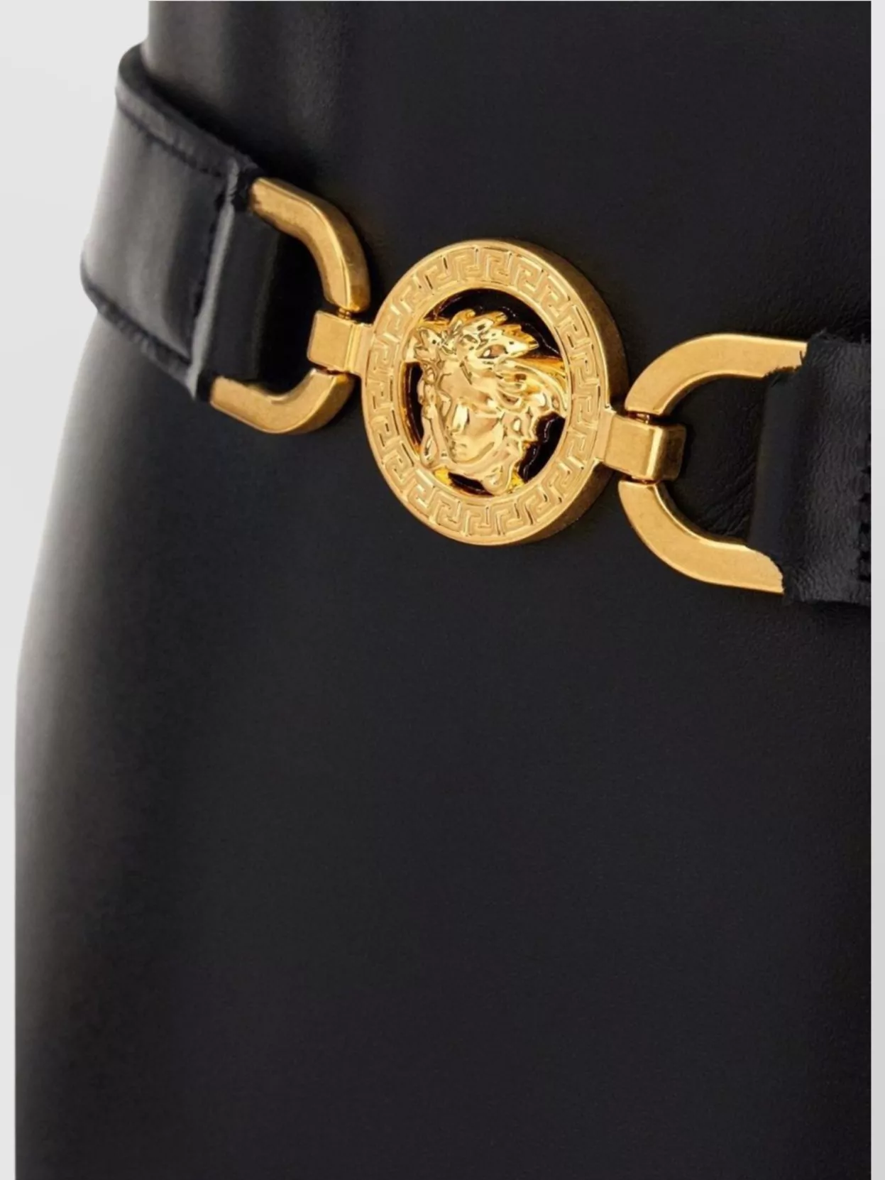 Versace Leather Knee-High Boots Gold Hardware