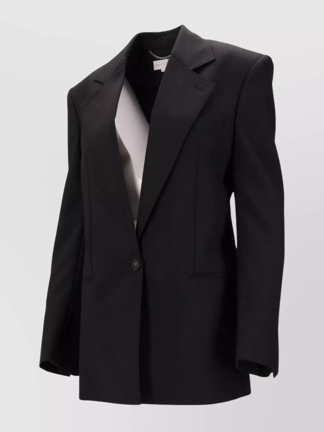Stella Mccartney Tailored Canvas Jacket Notched Lapels In Black
