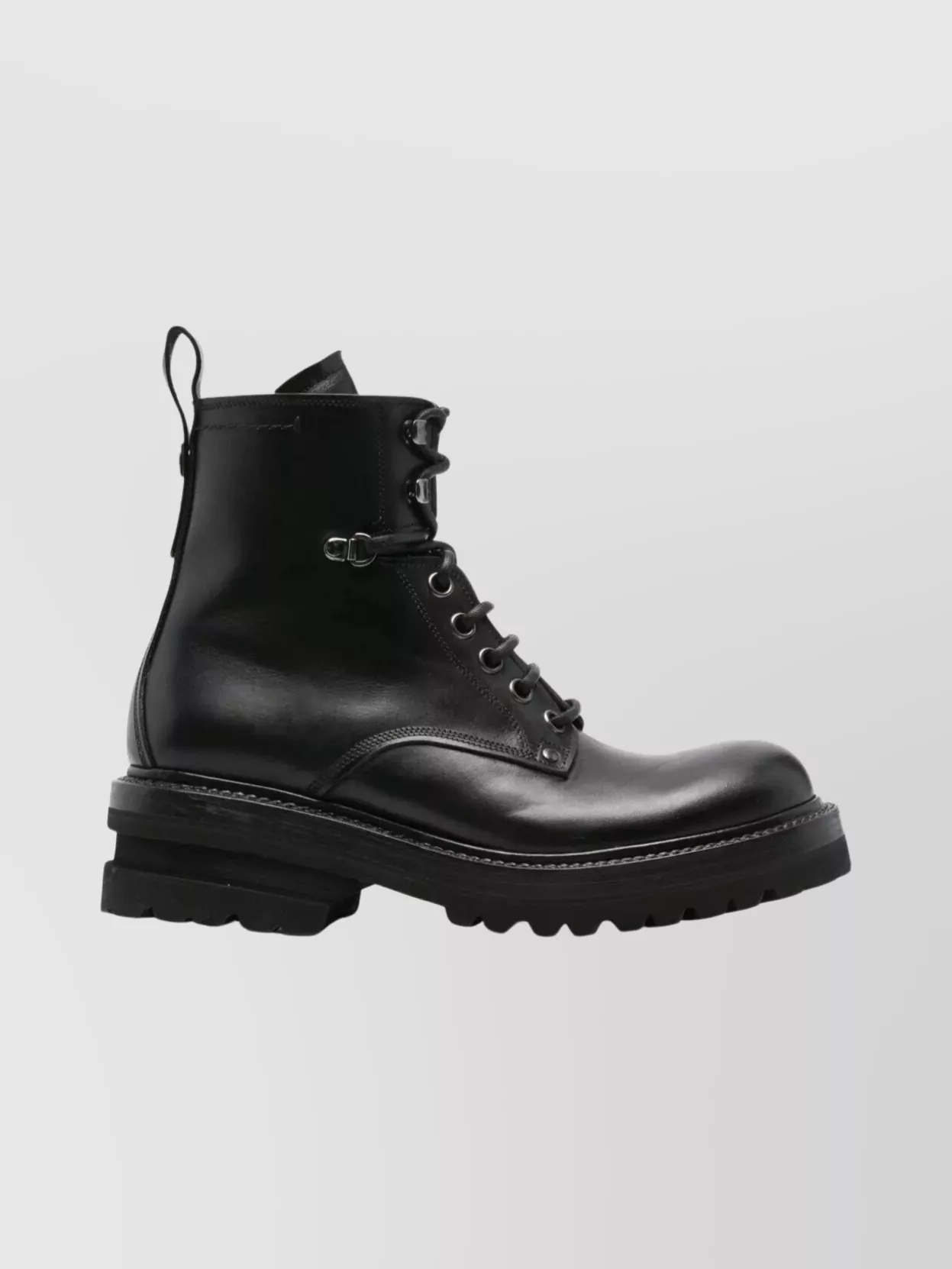 Premiata Military Style Leather Boots With Chunky Sole