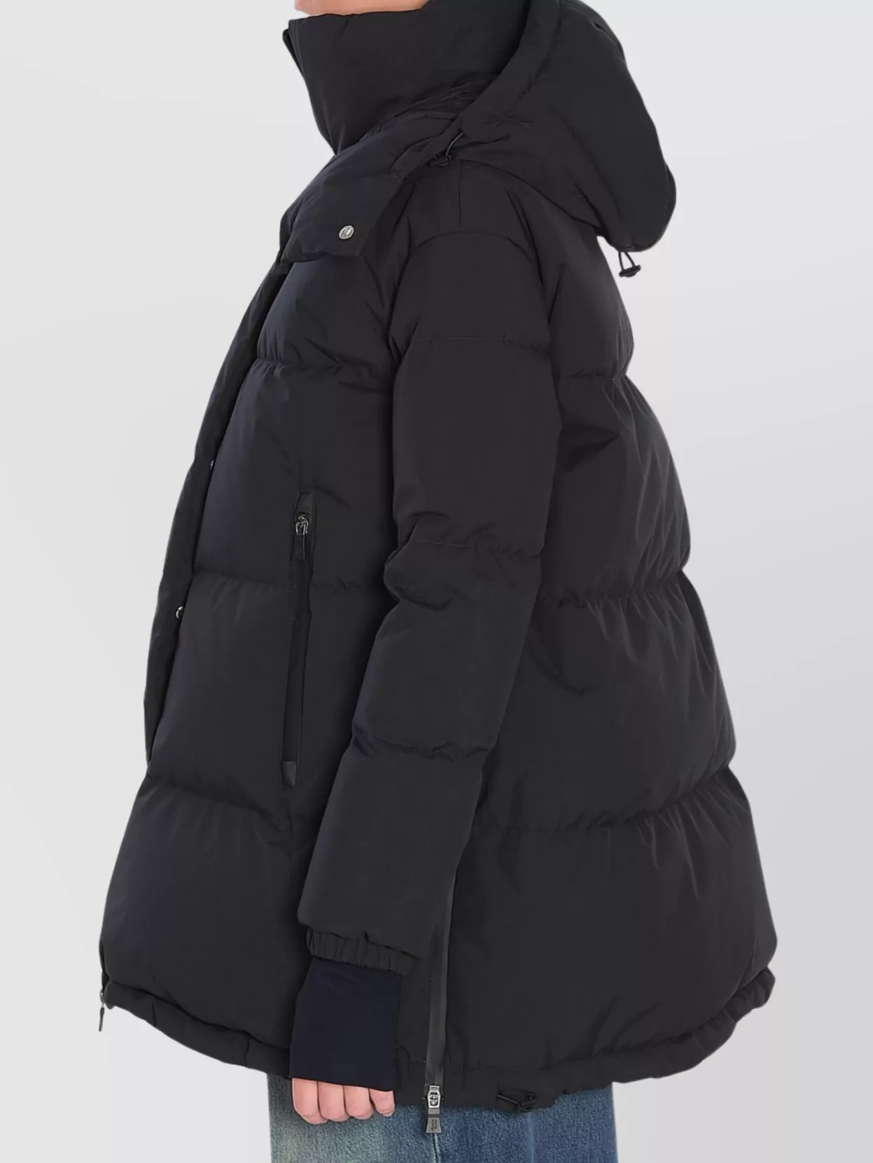 Herno Long Length Quilted Hooded Down Jacket In Black