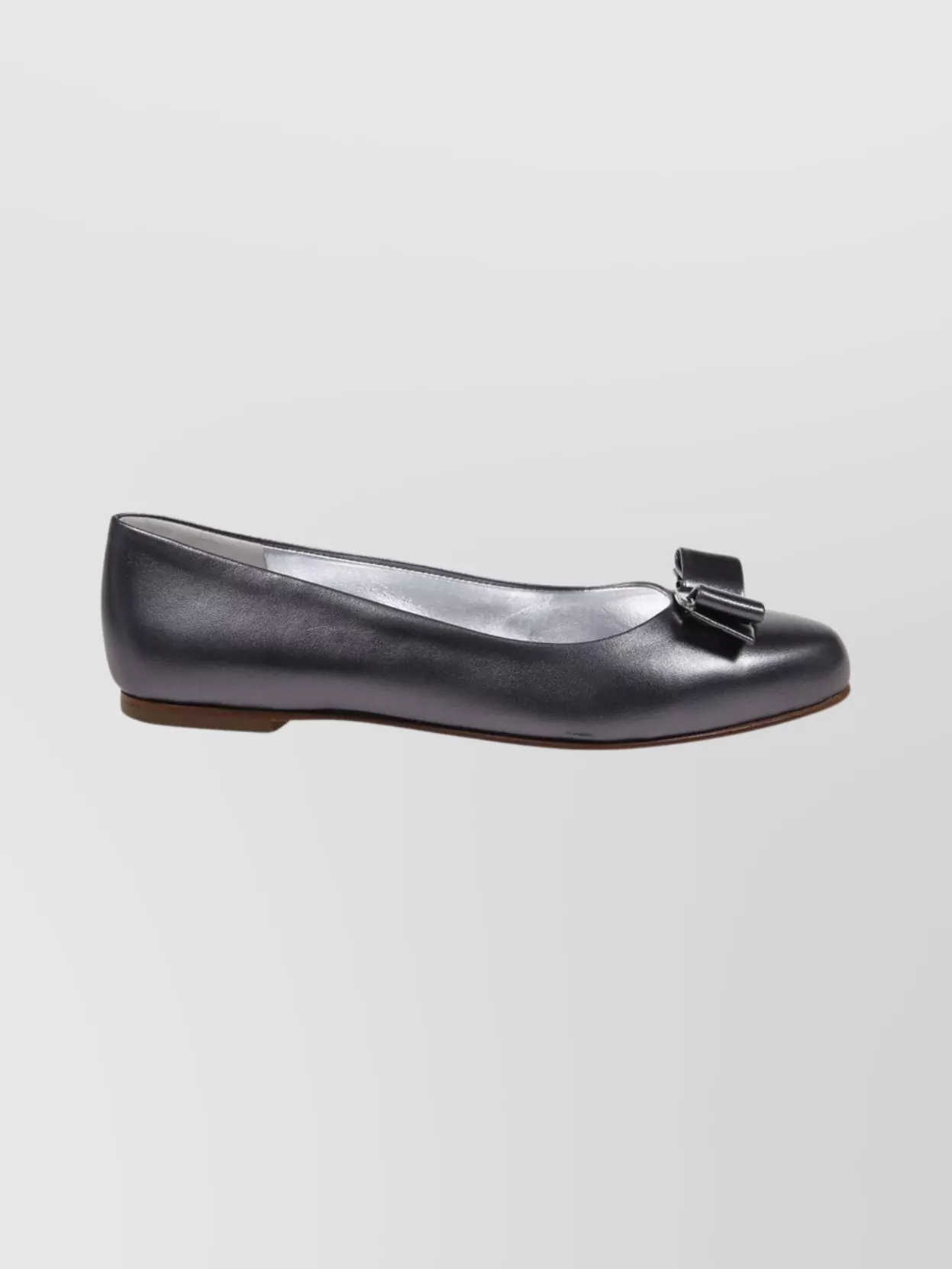 Ferragamo Metallic Ballerina Shoes Bow Detail In Black