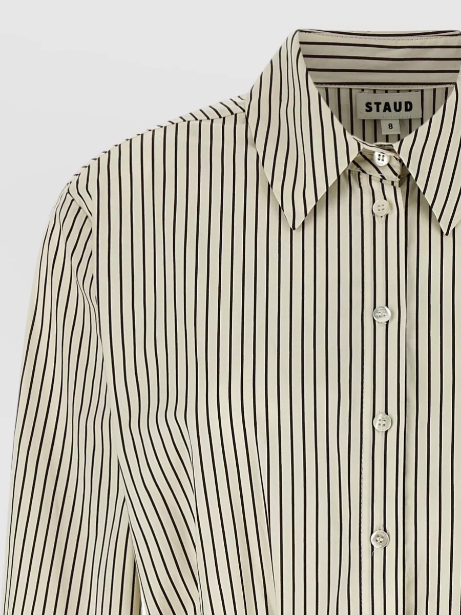 Staud Striped Cotton Poplin Shirt Mini Dress