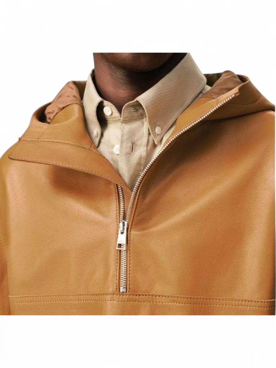 Ami Paris Hooded Leather Coat