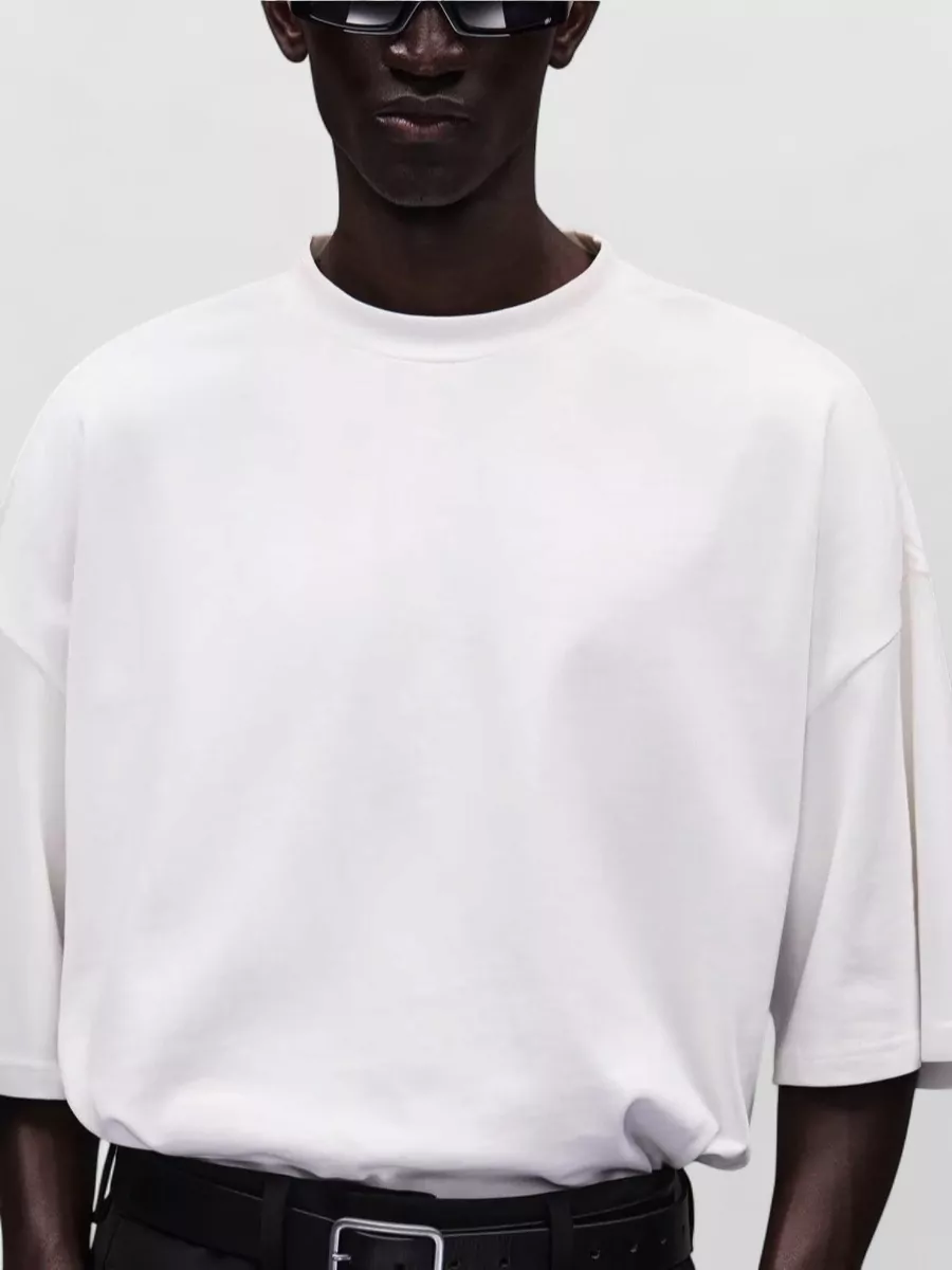Entire Studios Cotton Oversized Ribbed Crew Neck Short Sleeve T-Shirt