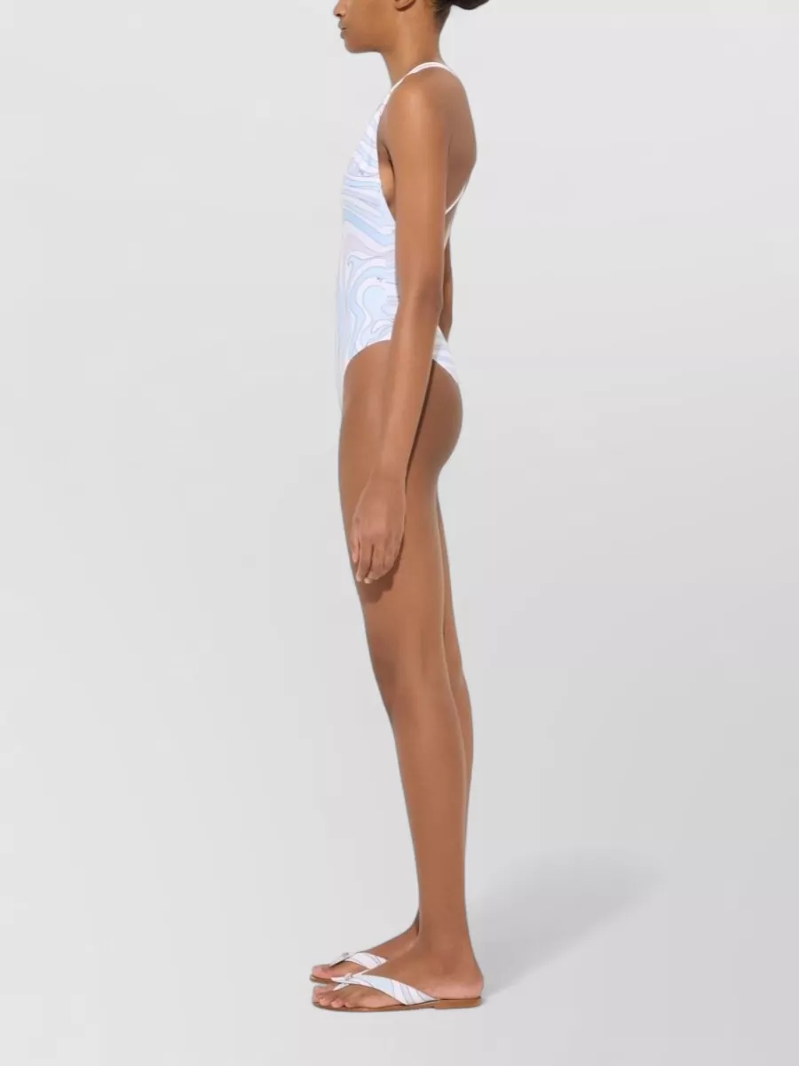 Pucci Printed Deep V-Neck Swimsuit