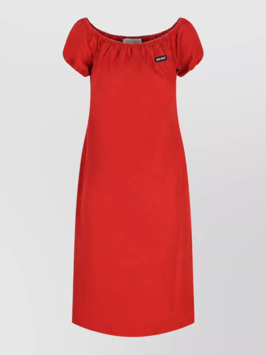 Miu Miu Cotton Logo-Embroidered Mini Dress