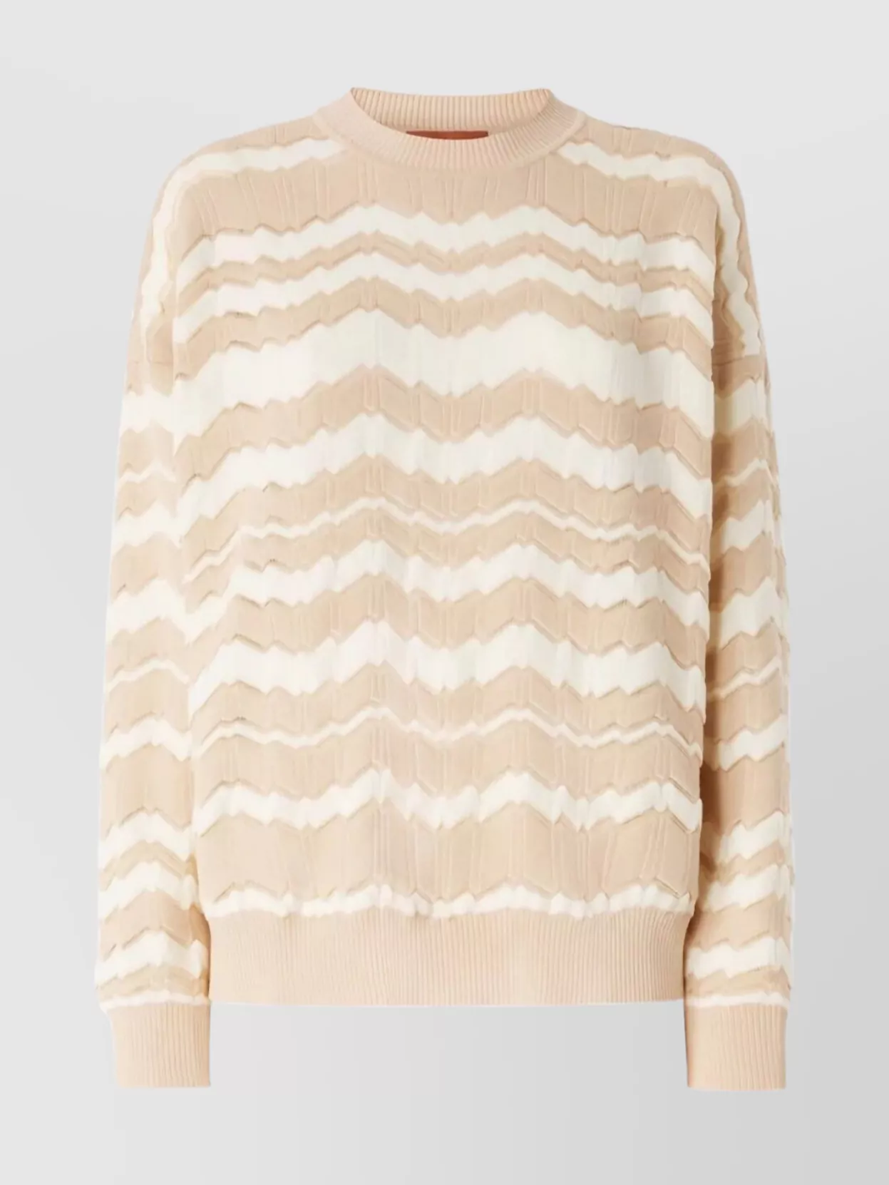 Missoni Textured Long Sleeve Crew Neck Knit Sweater In Neutral