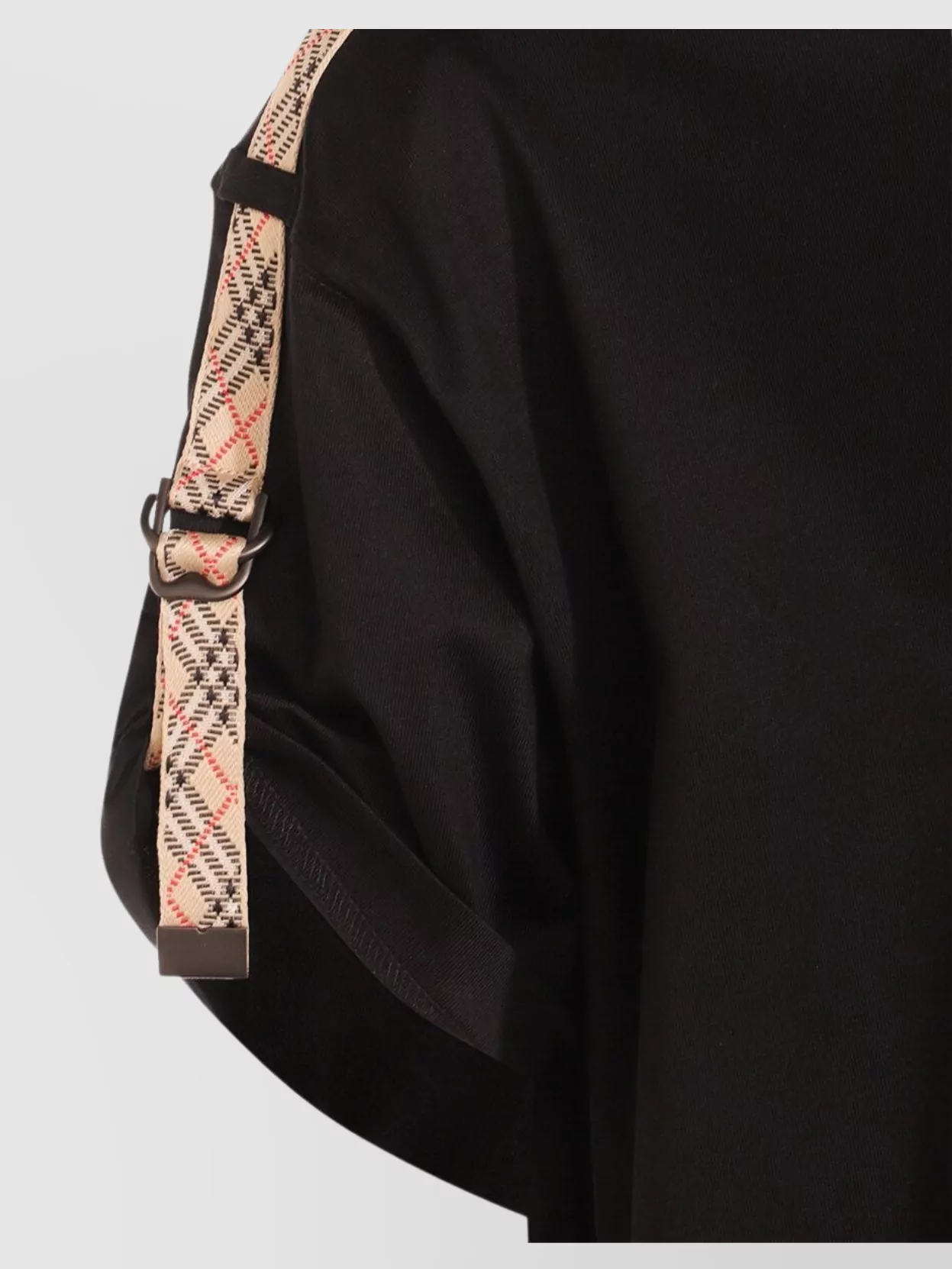 Burberry Crew Neck Knee Length Dress With Shoulder Strap Detail