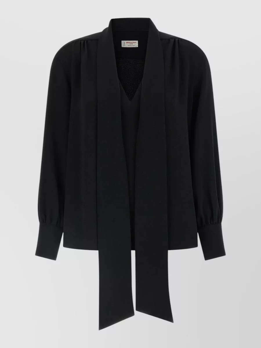 Alberto Biani v-neck lavallière long-sleeve blouse