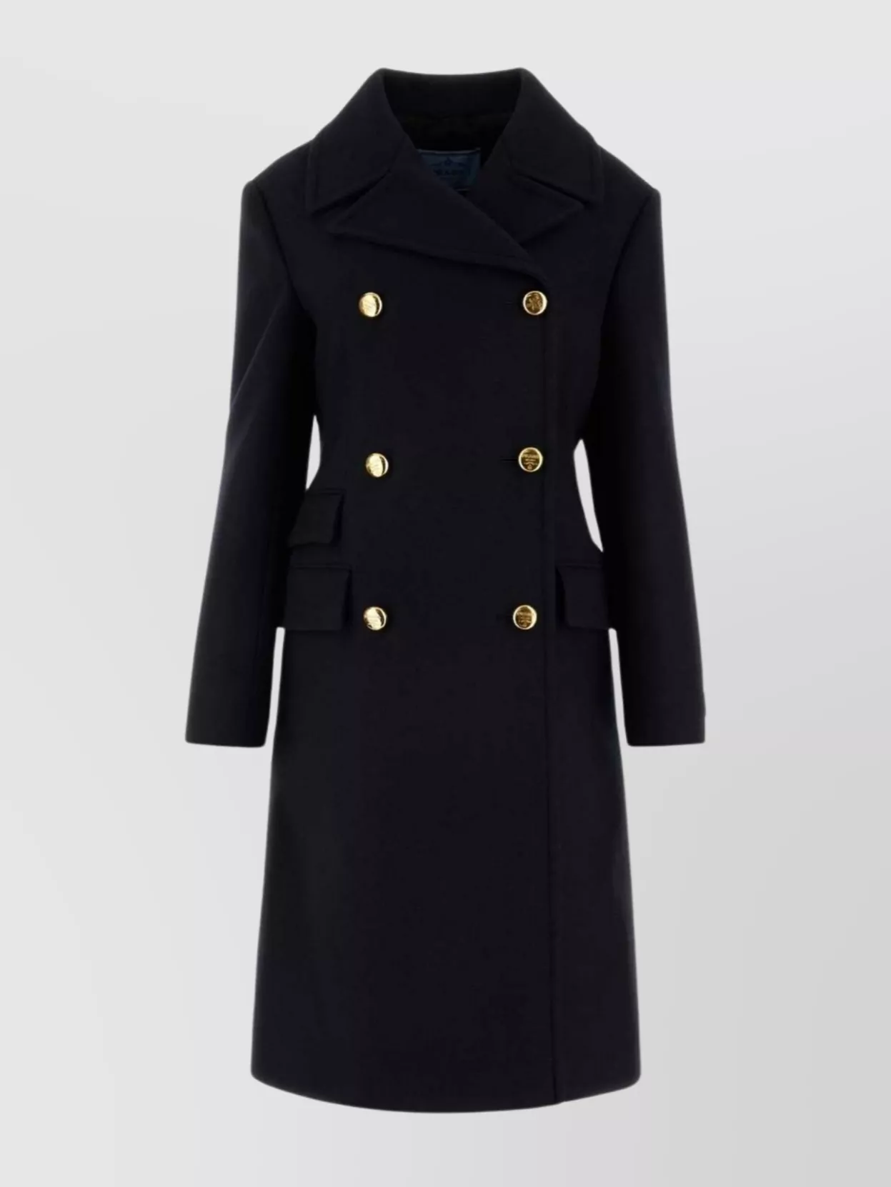 Shop Prada Sophisticated Wool Coat With Long Sleeves And Belted Waist