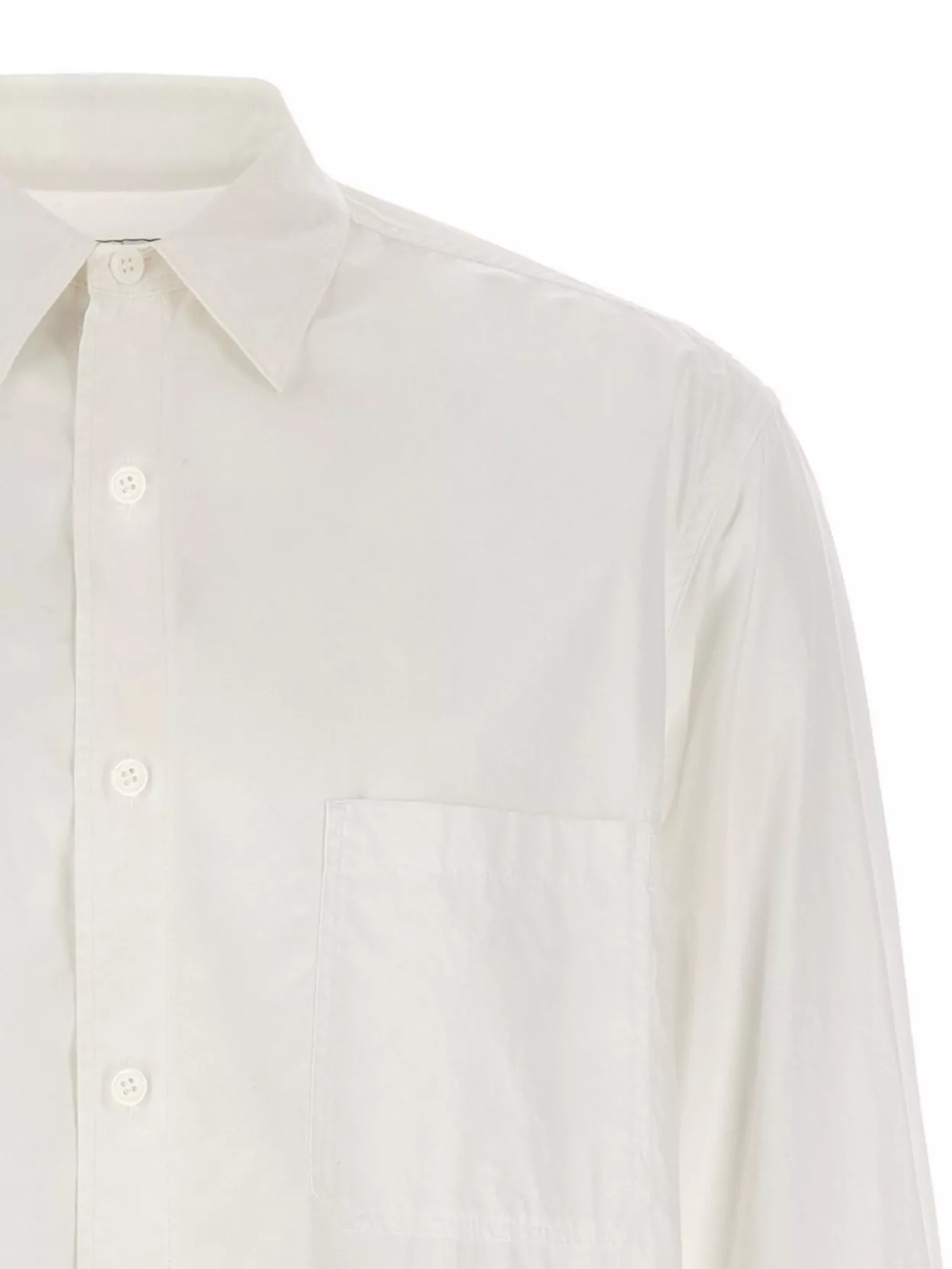 Shop Yohji Yamamoto Cotton Shirt With Button-down Collar And Front Pocket
