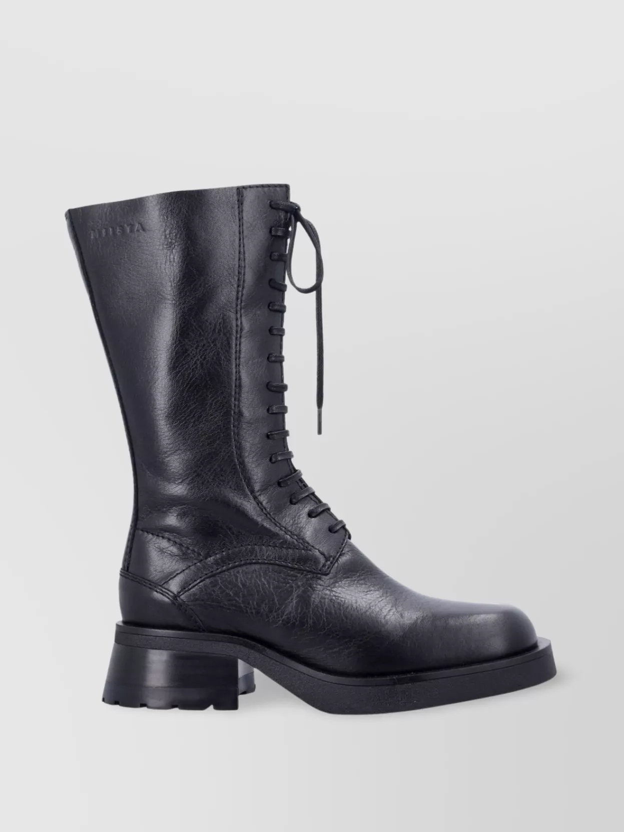 Miista Laced Chunky Heel Mid-Calf Boots