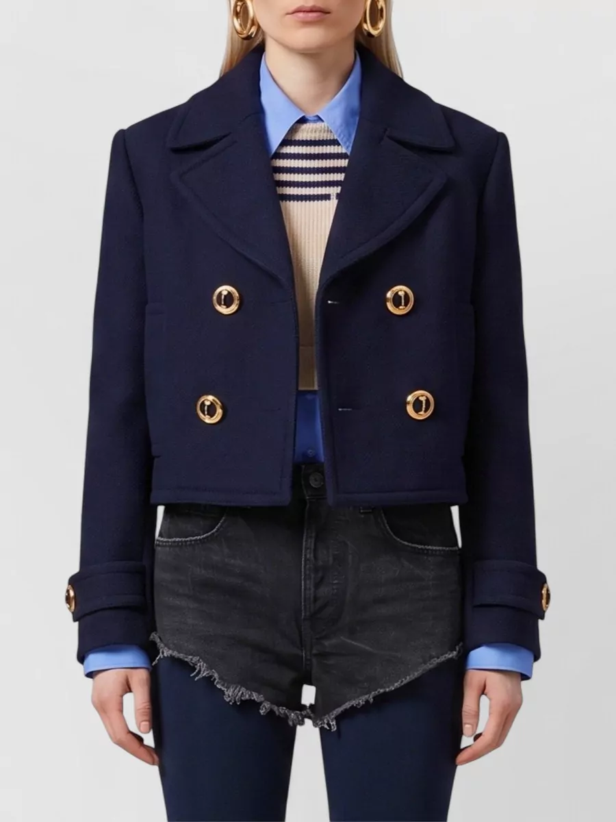 Balenciaga wool textured cropped double-breasted peacoat