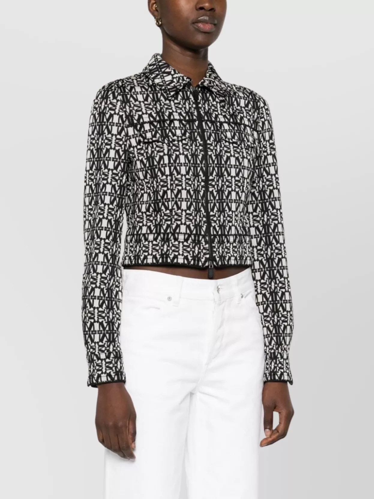 Max Mara Black Tony Monogram-pattern Cropped Jacket