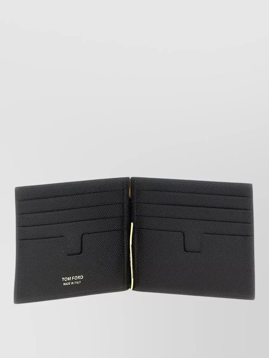 Tom Ford Compact Grain Wallet Gold Tone Hardware