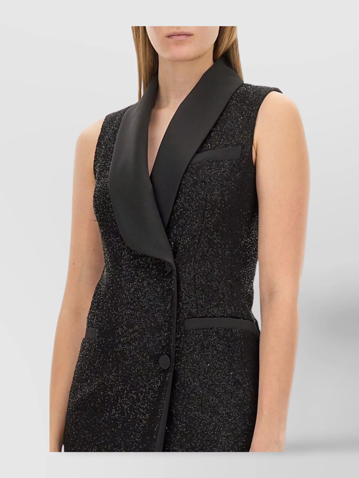 Max Mara Dress With Button Detail And Shawl Collar In Multi