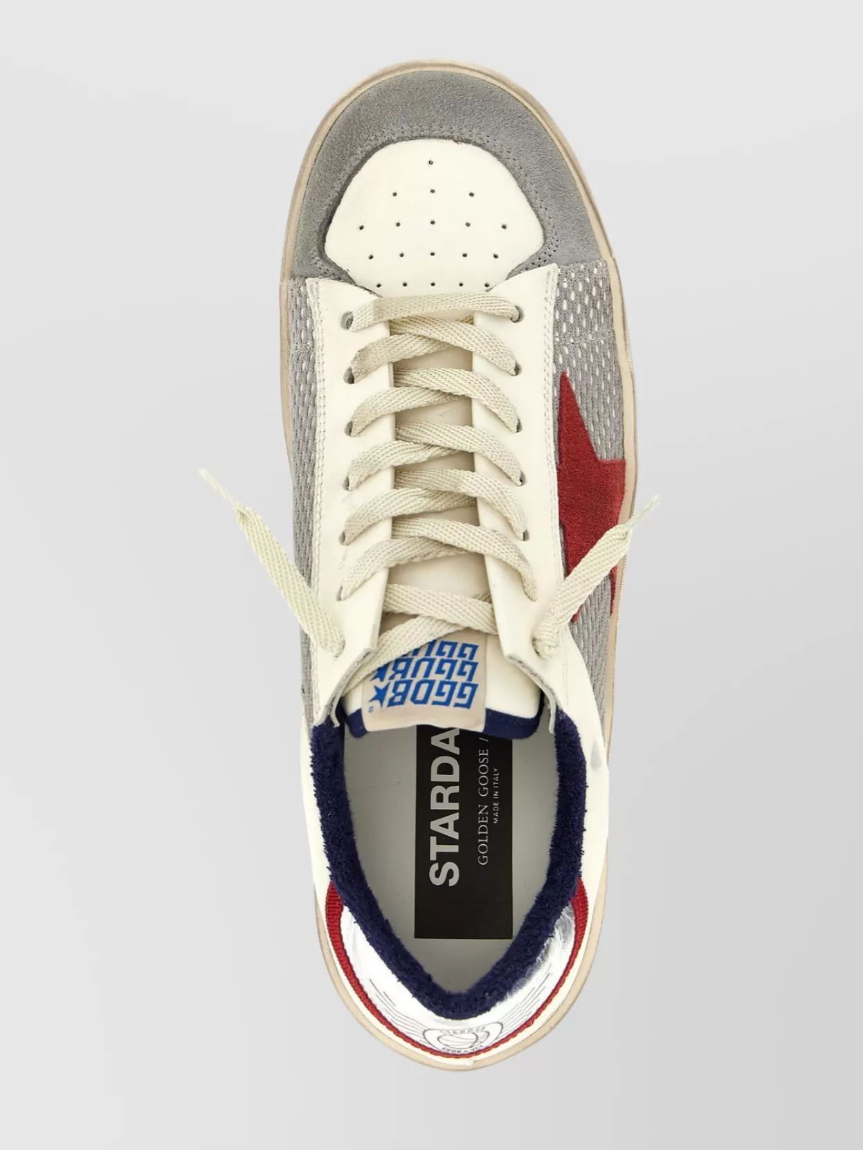 Golden Goose Stardan Leather And Net Upper Suede Toe And Star Laminated Heel Sneakers White In Multi