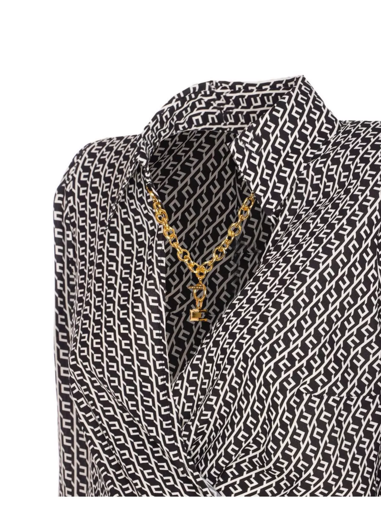 Elisabetta Franchi Cropped Wrap Front Shirt With Neckline Detail