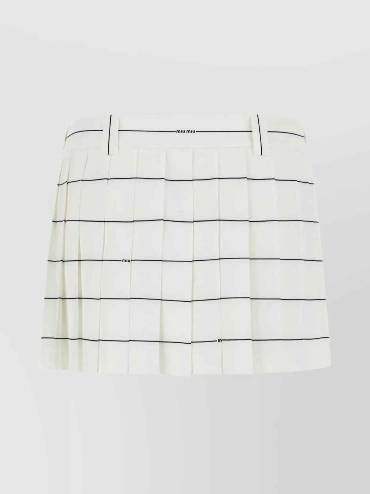 Shop Miu Miu Checkered High-waisted Mini Skirt With Pleated Design