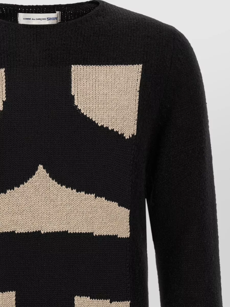 Comme Des Garçons Geometric Intarsia Crew Neck Sweater
