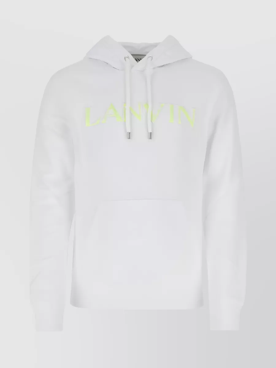 Shop Lanvin Hoodie Featuring Embroidered Logo Pocket In Green