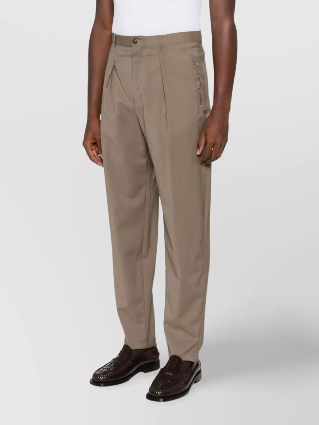 Emporio Armani Straight Trousers With Pleated Design And Pockets