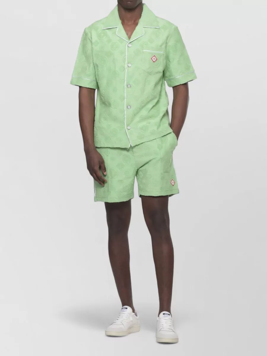 Casablanca Logo-Patch Monogram Towelling Deck Shorts