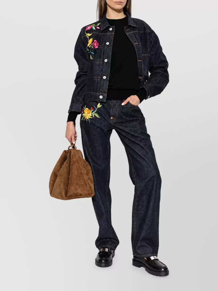 Kenzo Floral-Embroidered Denim Jacket