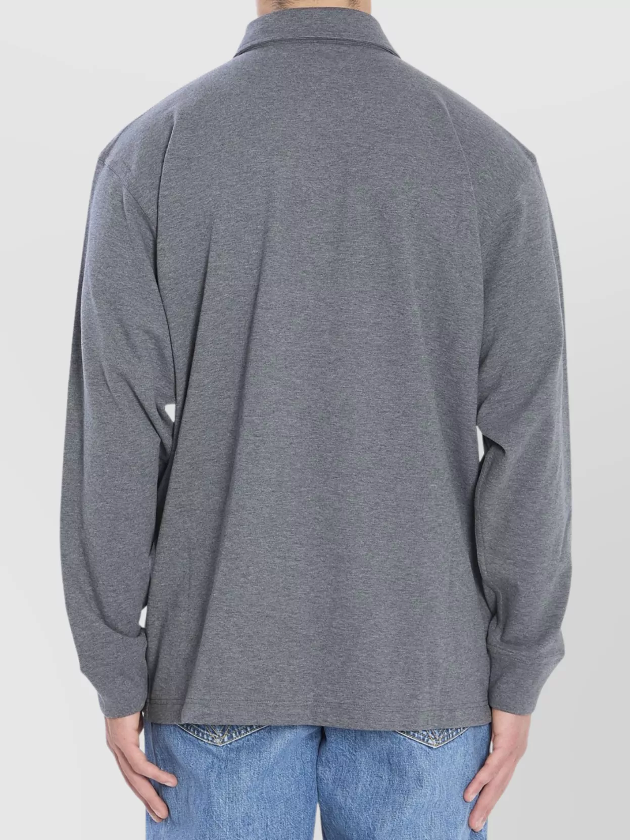 Bottega Veneta Layered Cotton Polo Suede Pocket In Gray