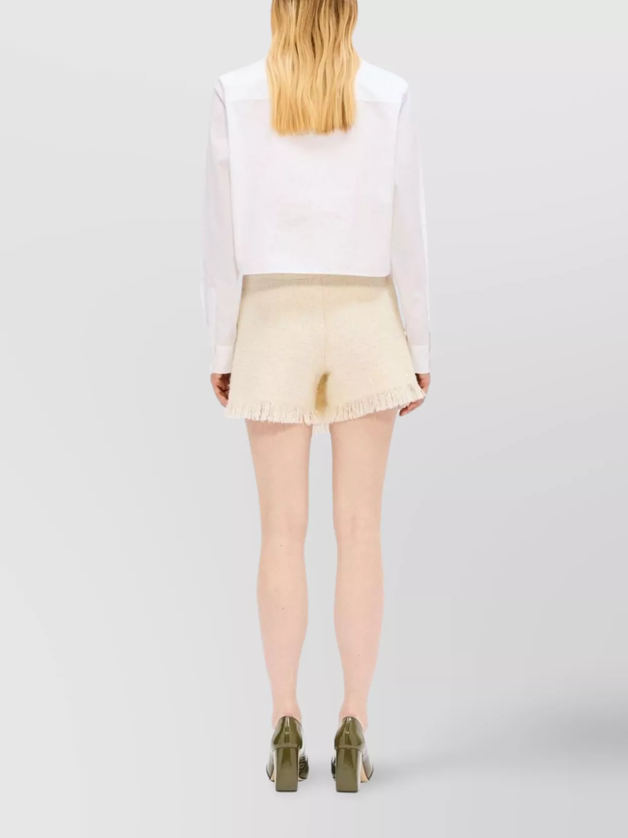 Msgm Wrap Design Shorts With Button Accent And Fringe