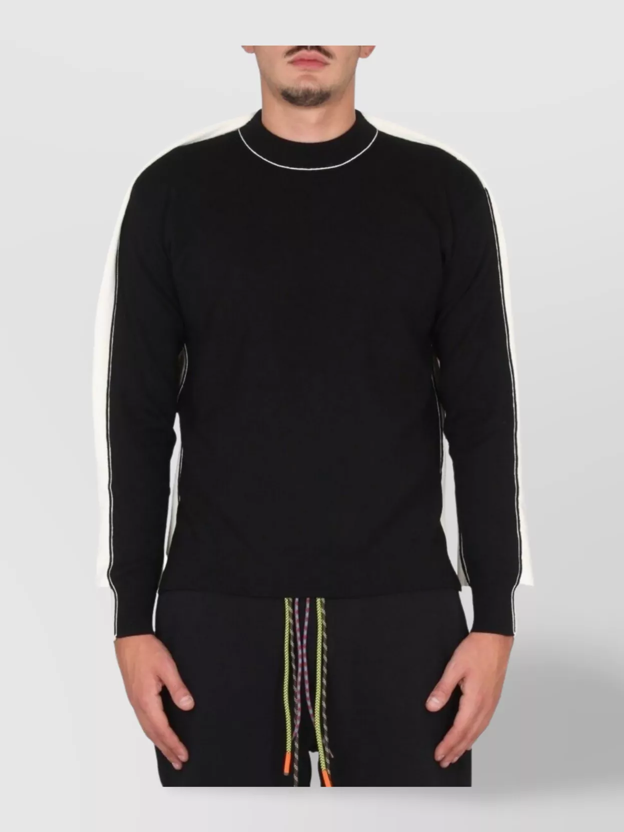 Ambush Neck Cross Crew Long Ribbed Contrast