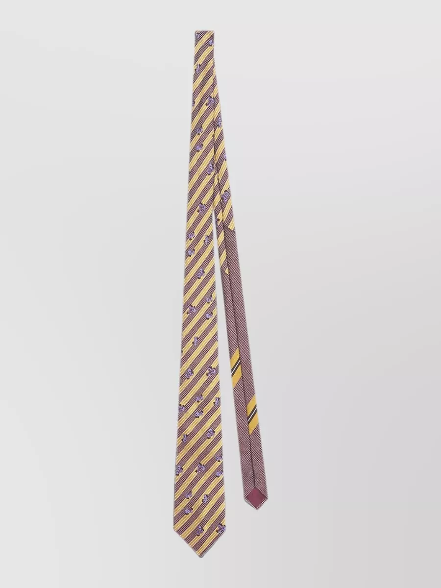 Dries Van Noten silk striped floral-print tie