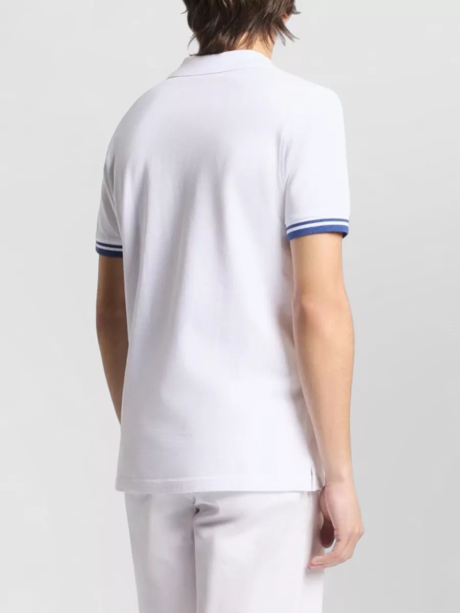 Fay Logo Polo Shirt Ribbed Cuffs Short Sleeves