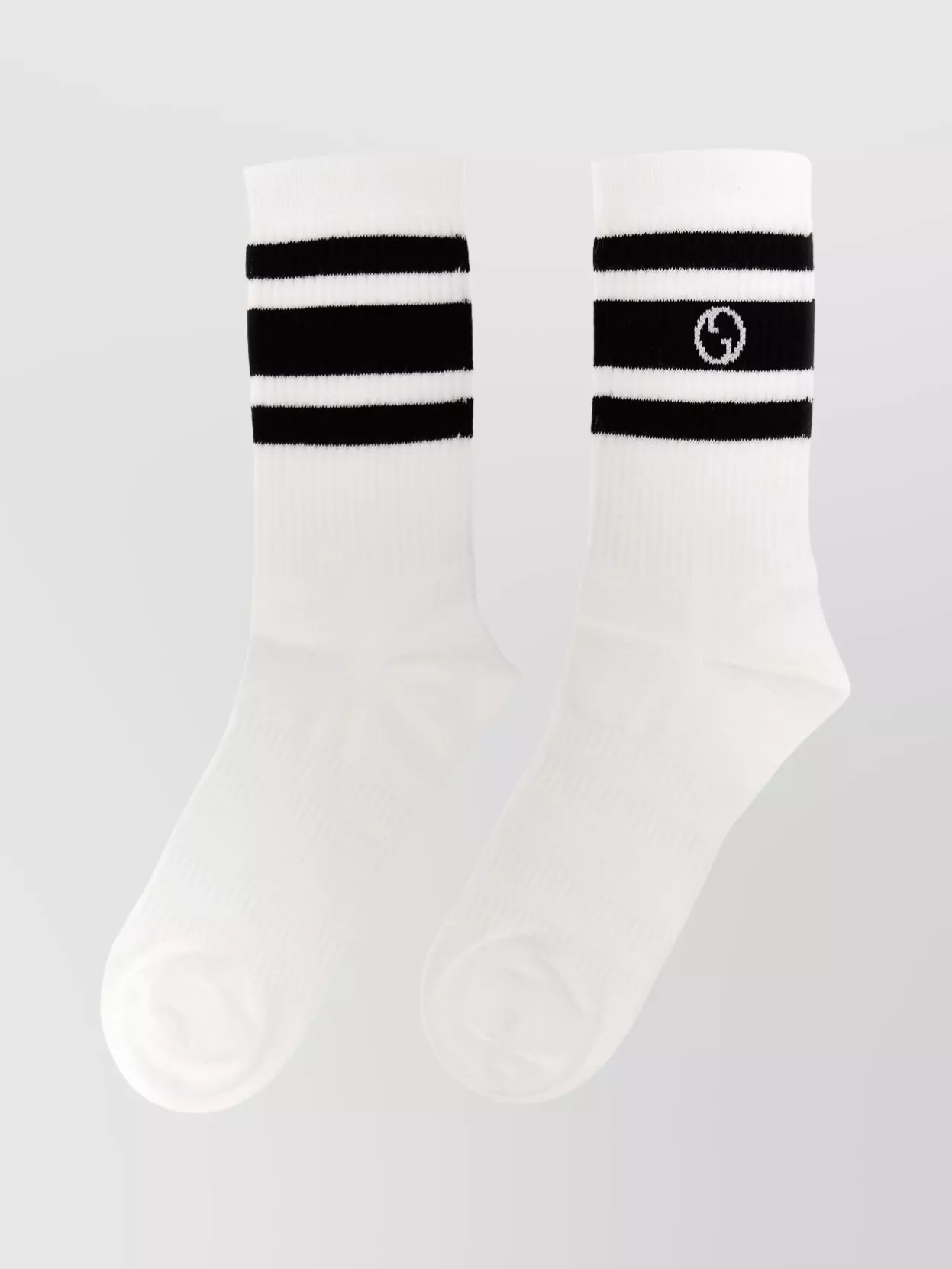 Gucci Web Logo Socks With Ribbed Cuffs And Contrast Stripes In White