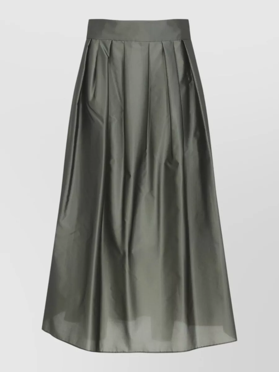 S Max Mara Silk-Blend Pleated Ankle-Length Skirt