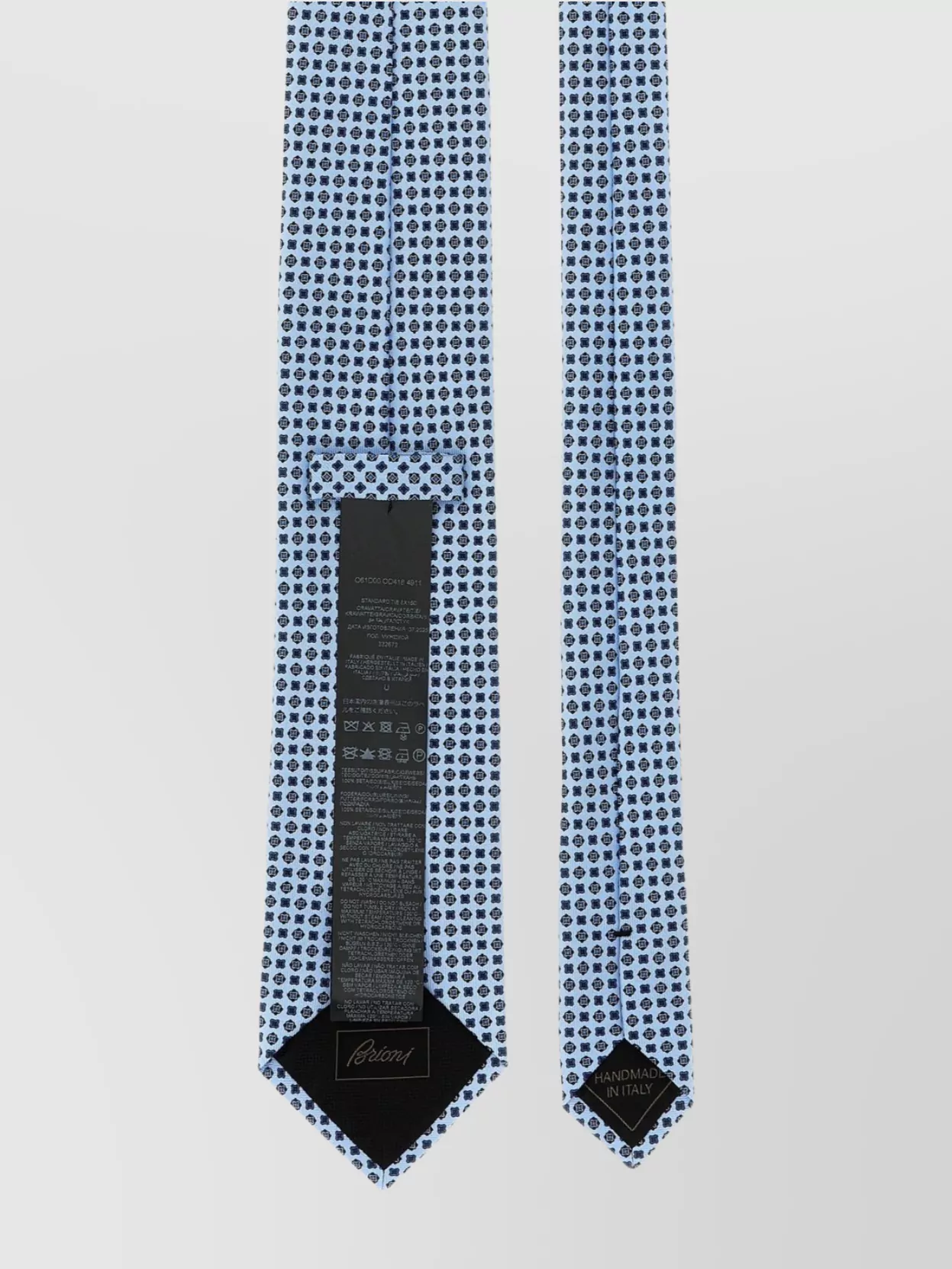 Brioni Slim Patterned Jacquard Tie With Pointed Tip In Blue