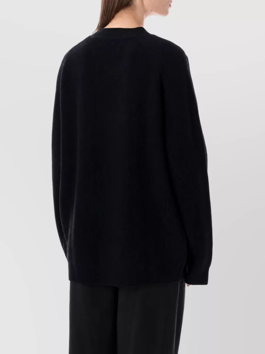 Rhea Costa Wool Cashmere Heavy Ribbed Cardigan