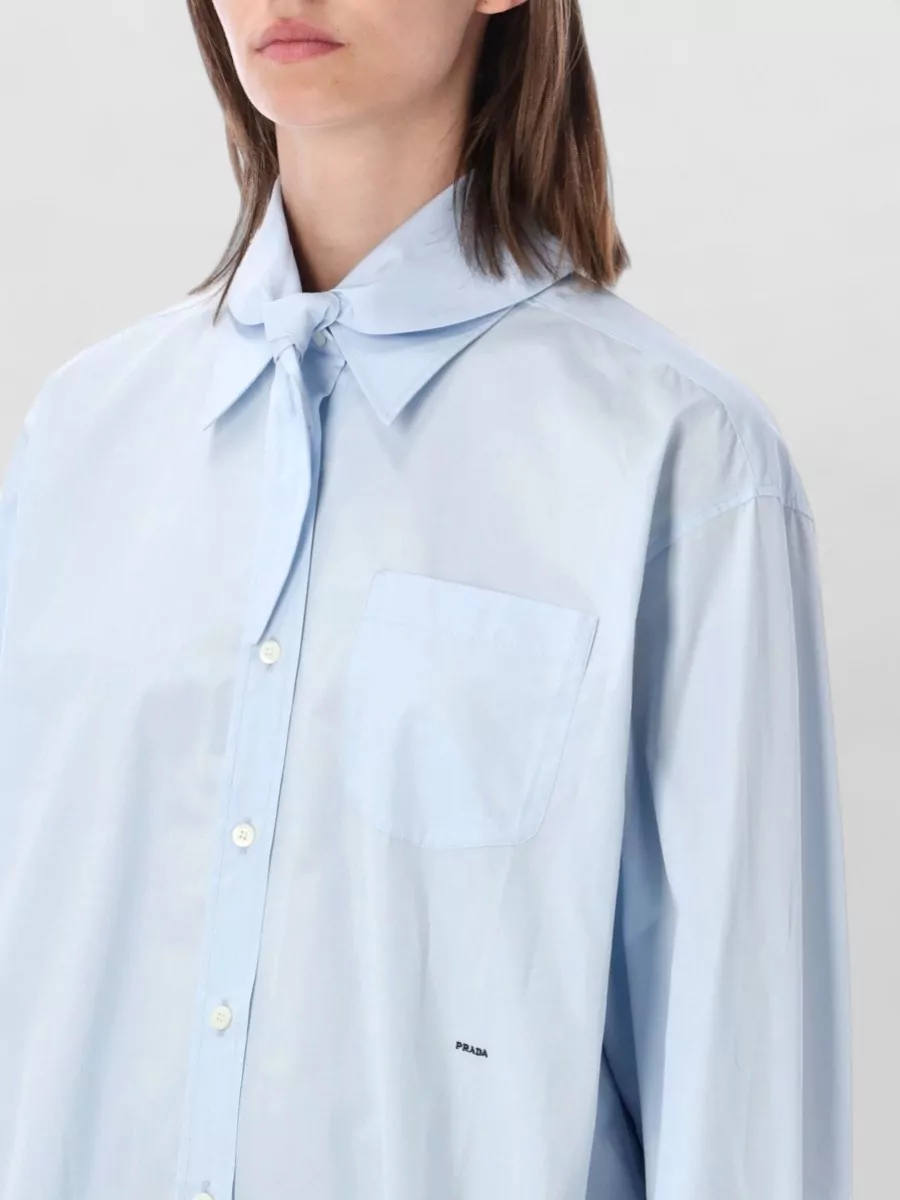 Prada Cotton Oversized Shirt With Scarf Detail