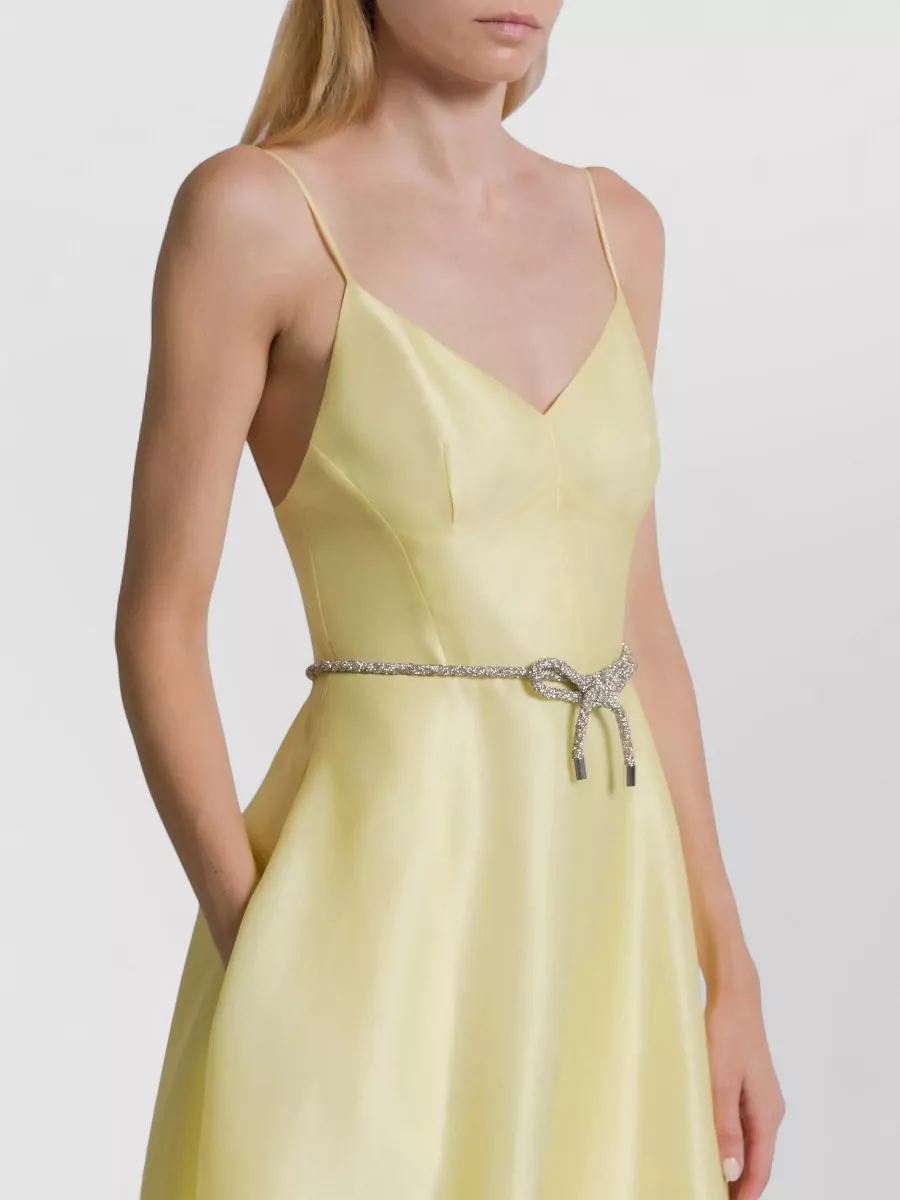 Alberta Ferretti Dress V Neckline Fitted Bodice Flared Skirt