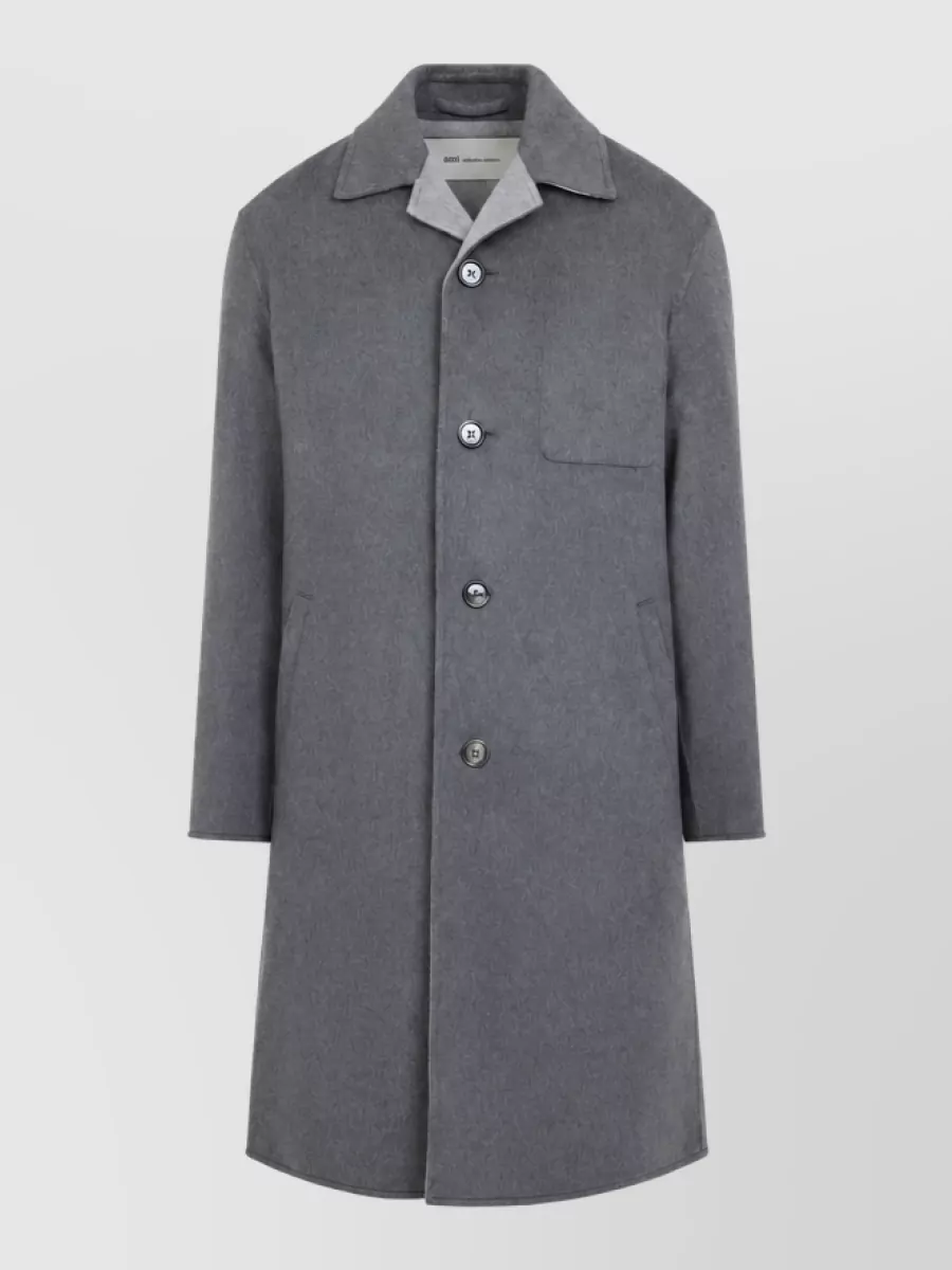 Ami Paris Cashmere Wool Single-Breasted Coat