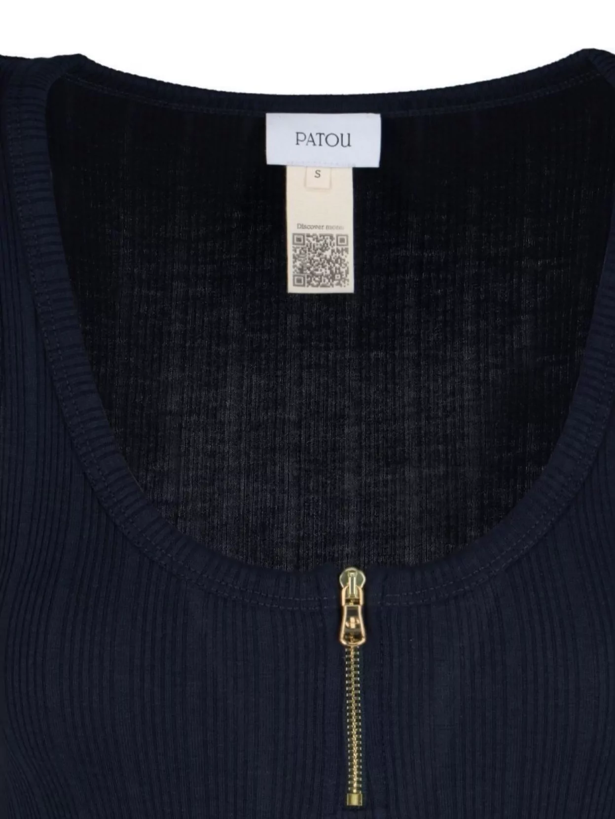 Shop Patou Zipper Front Ribbed Scoop Neck Top