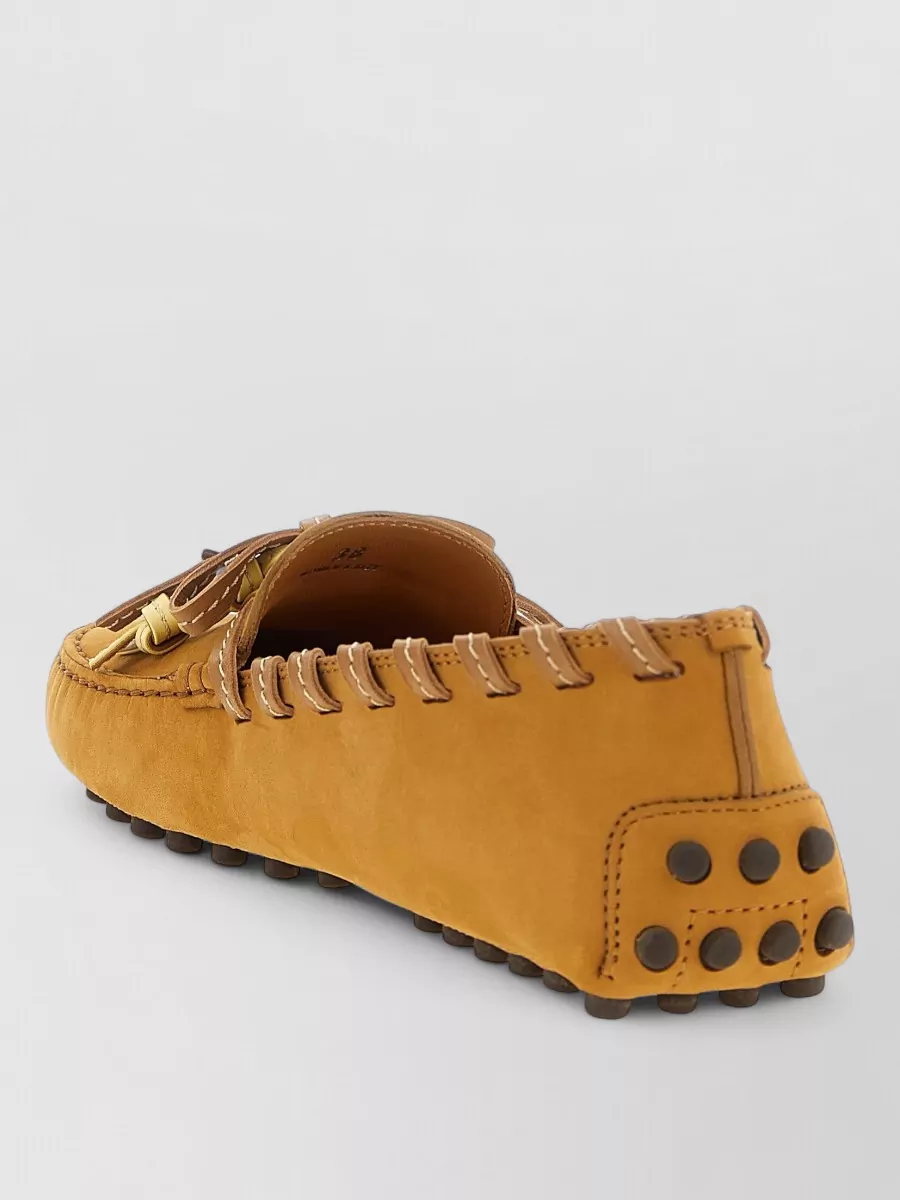 Tod's Moccasin Loafers Tassels Bow Rubber Sole