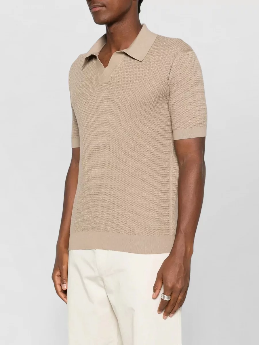 Zegna Jacquard Knit Regular Fit Short Sleeve Polo Shirt