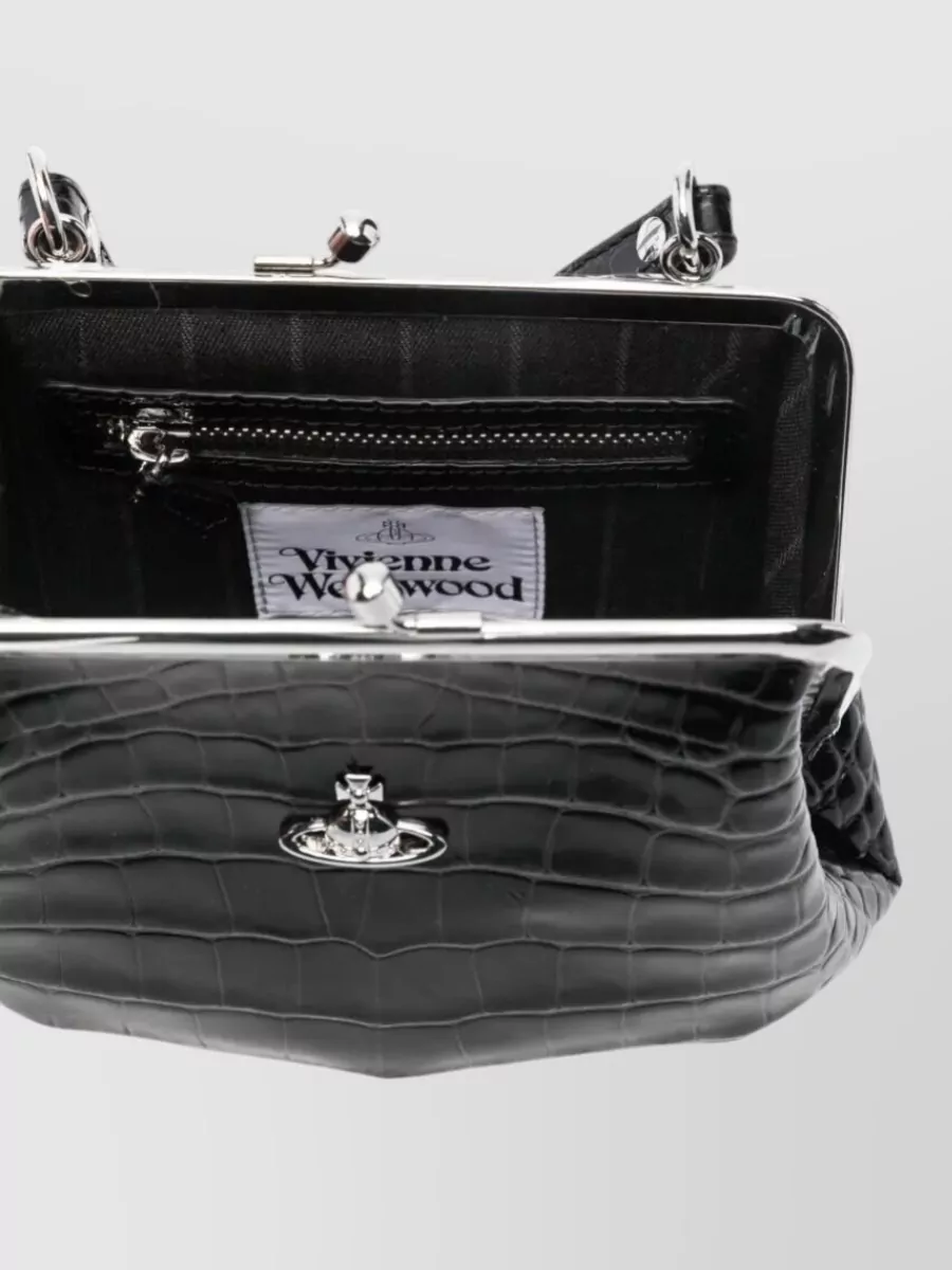 Vivienne Westwood Crocodile Effect Frame Tote Bag Chain Strap