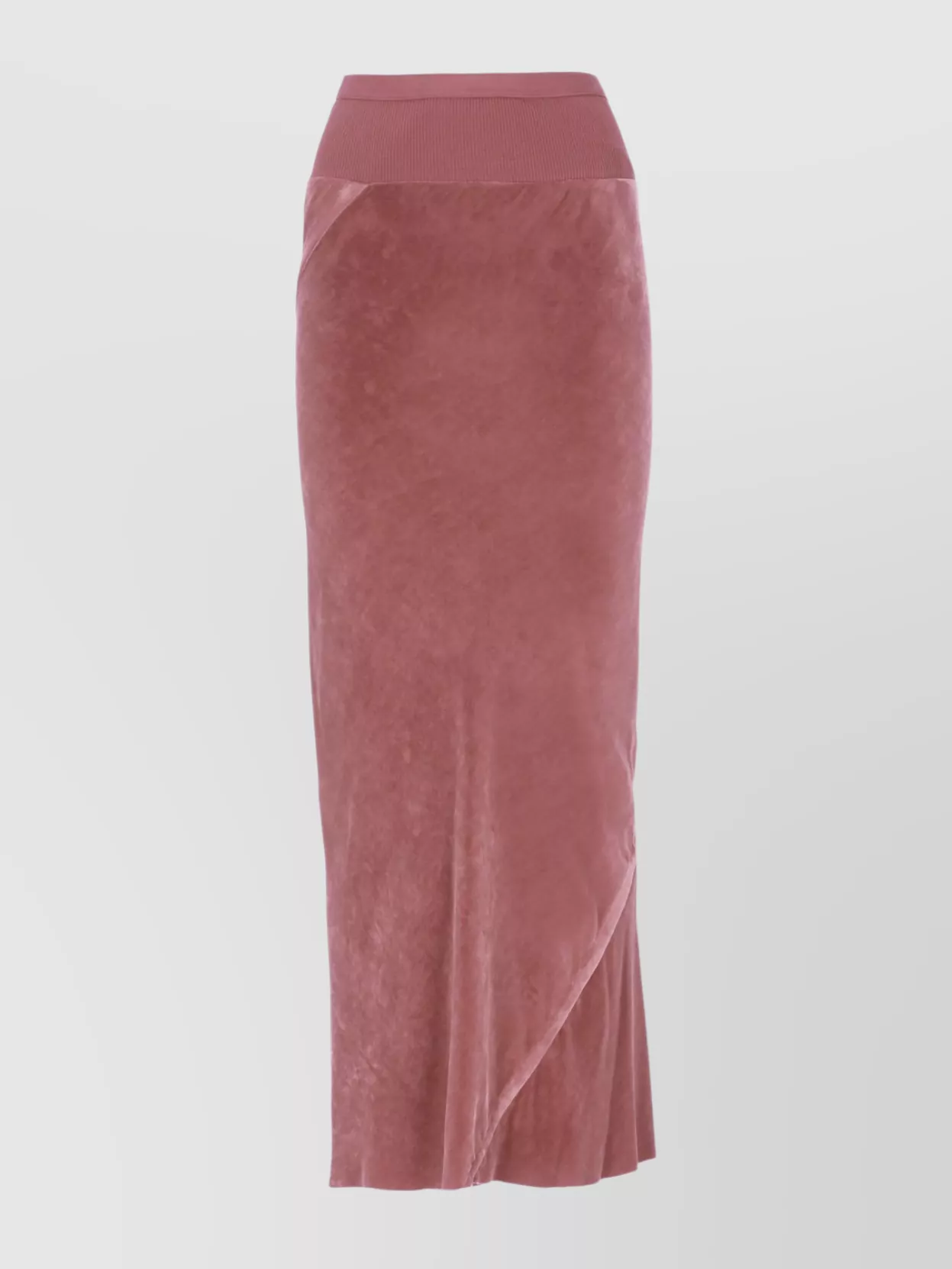 Rick Owens Midi Length Draped Velvet Skirt In Pink
