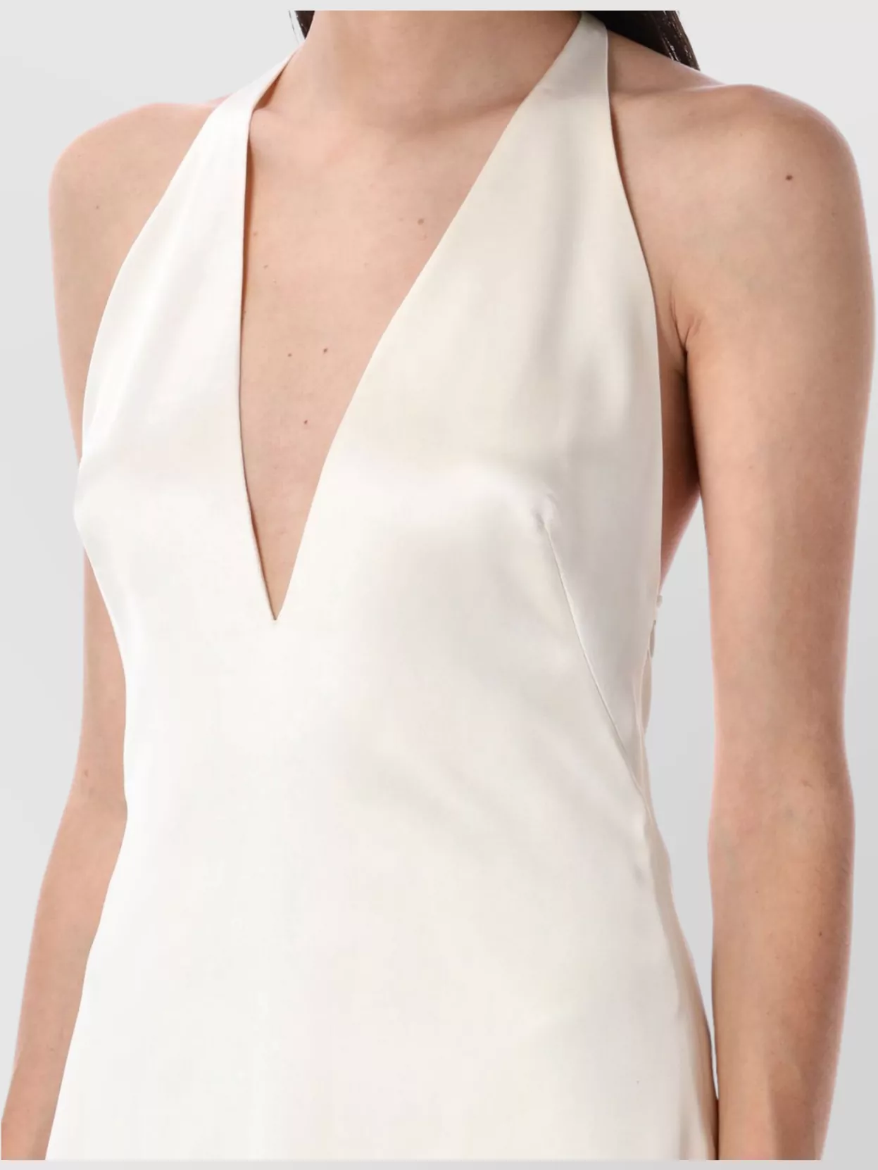 Ralph Lauren Train Halter V Neck Open Back Gown